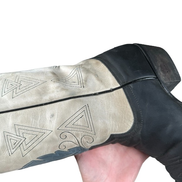 EIGHT SECOND ANGEL AZTEC FEATHER Cowboy Boots Women's Sz 8 Cream/Gray / Black - Picture 11 of 16